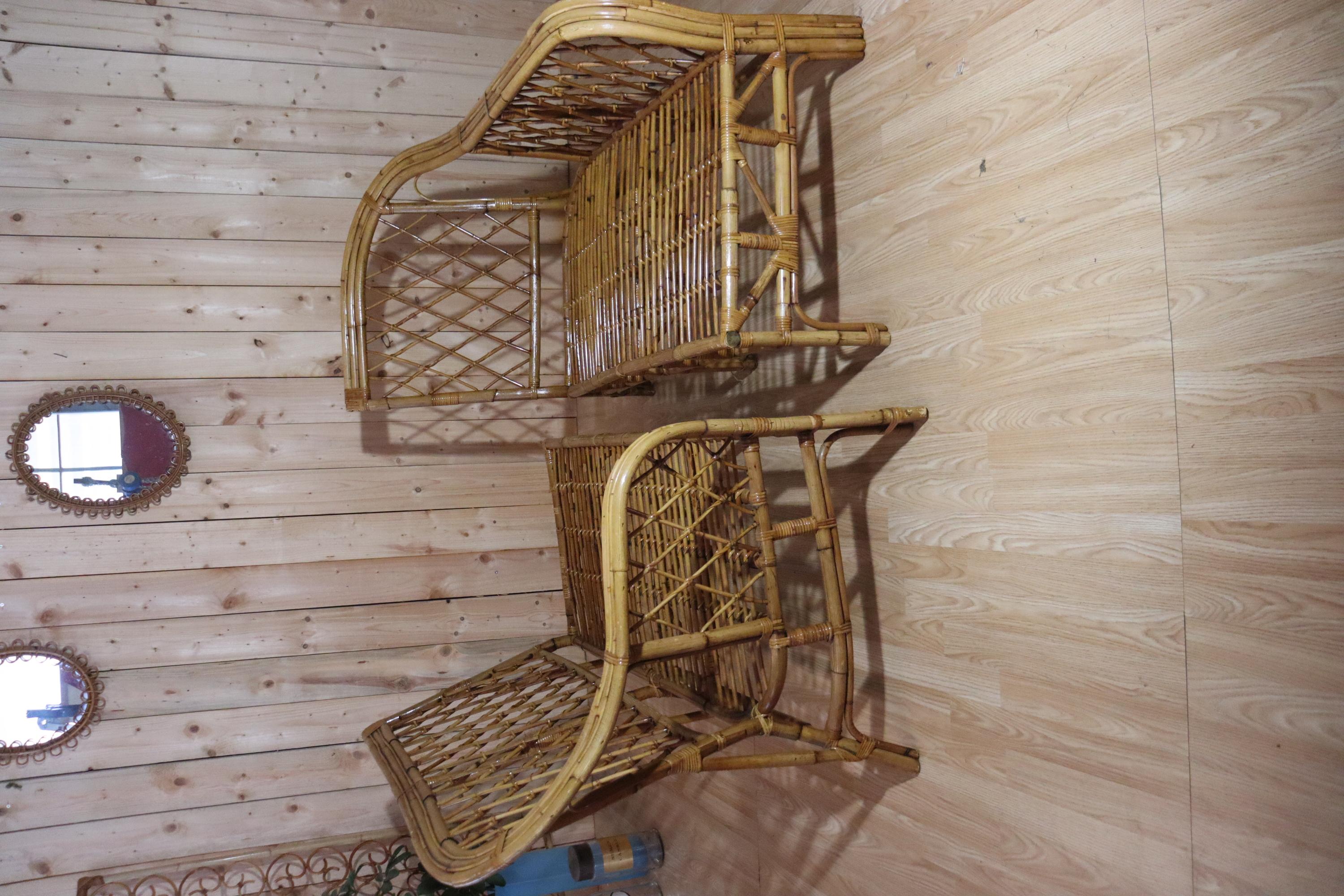 Divano angolare in rattan del XX secolo in vendita 2