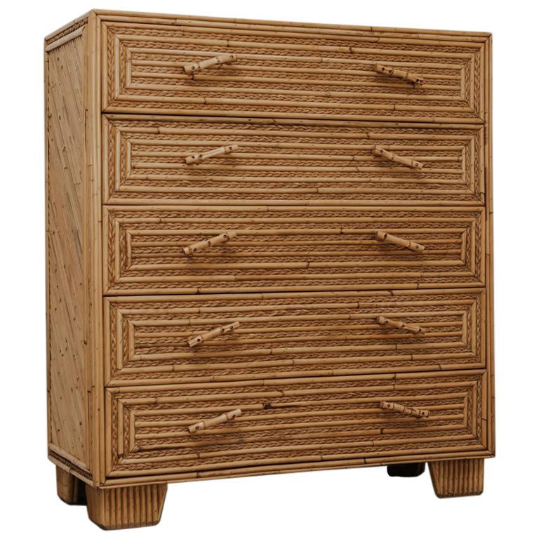 20th Century Rattan or Wicker Chest of Drawers 