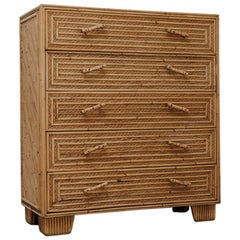 Retro 20th Century Rattan or Wicker Chest of Drawers 