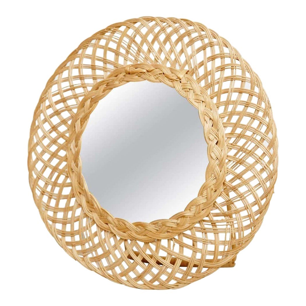 Specchio da tavolo in rattan del XX secolo