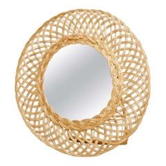 Specchio da tavolo in rattan del XX secolo