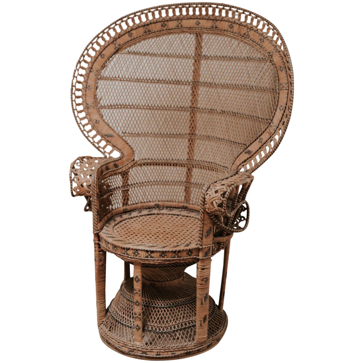 20th Century Rattan/Wicker Peacock "Emanuelle" Chair