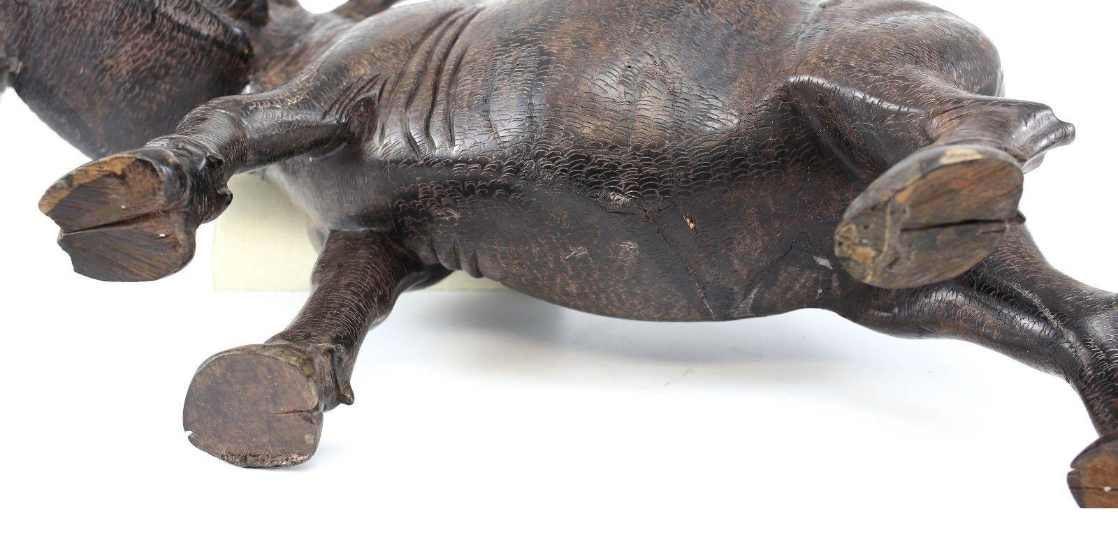 North American 20th Century Realistic Heavily Detailed Iron Wood Carved Warthog