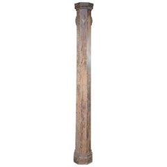 Vintage 20th Century Reclaimed Architectural Salvage Oak Column Octagonal Pillar