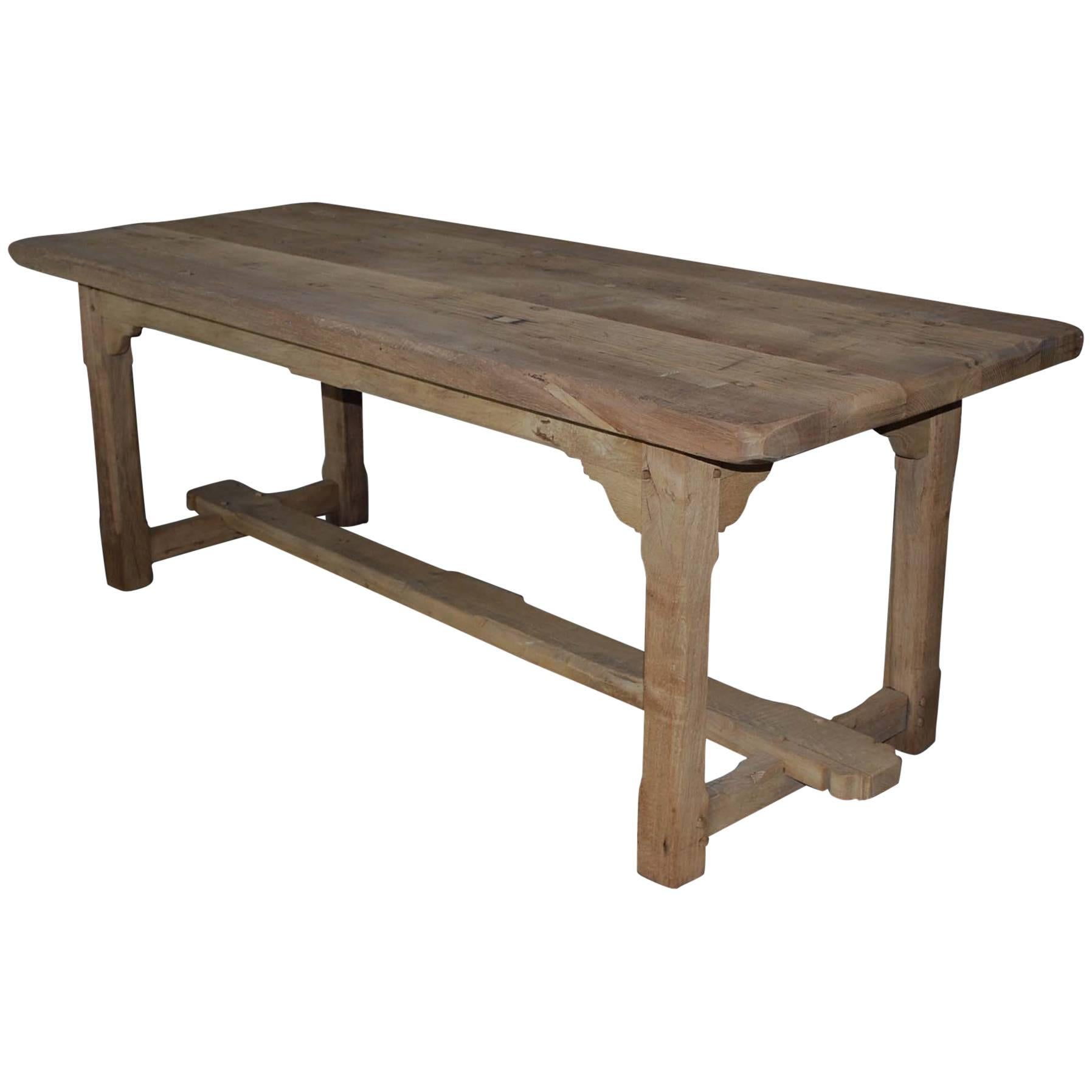 20th Century Reclaimed Oak Tresle Base Dining Table