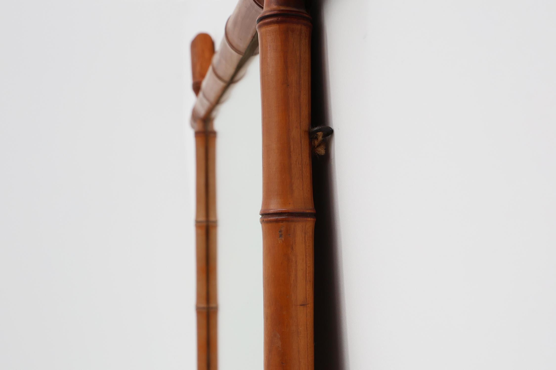 Miroir mural rectangulaire en faux bambou du 20e siècle, France ca. 1960 en vente 2