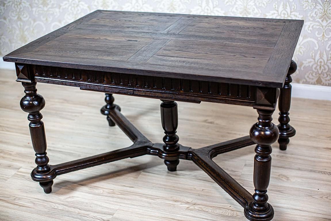 Early 20th-Century Rectangular Oak Dining Table In Good Condition For Sale In Opole, PL