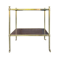 20th Century Rectangular Wood 
Brass Two-Tier Side Table