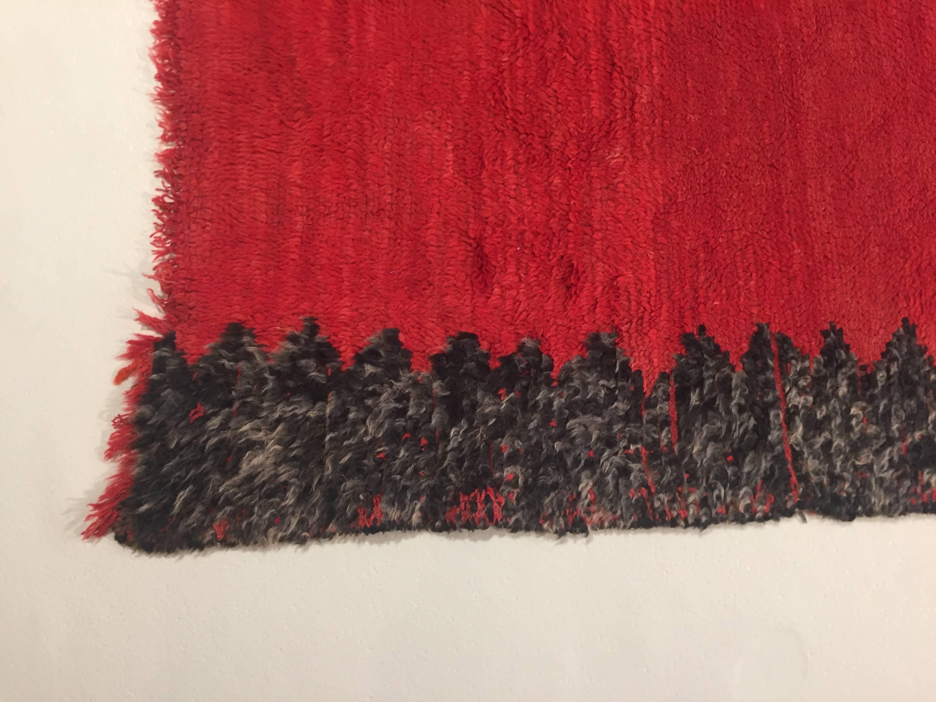 20th Century Red and Black in Wool Berber Tribal Imouzzer-Kandar Rug, 1960s For Sale 6