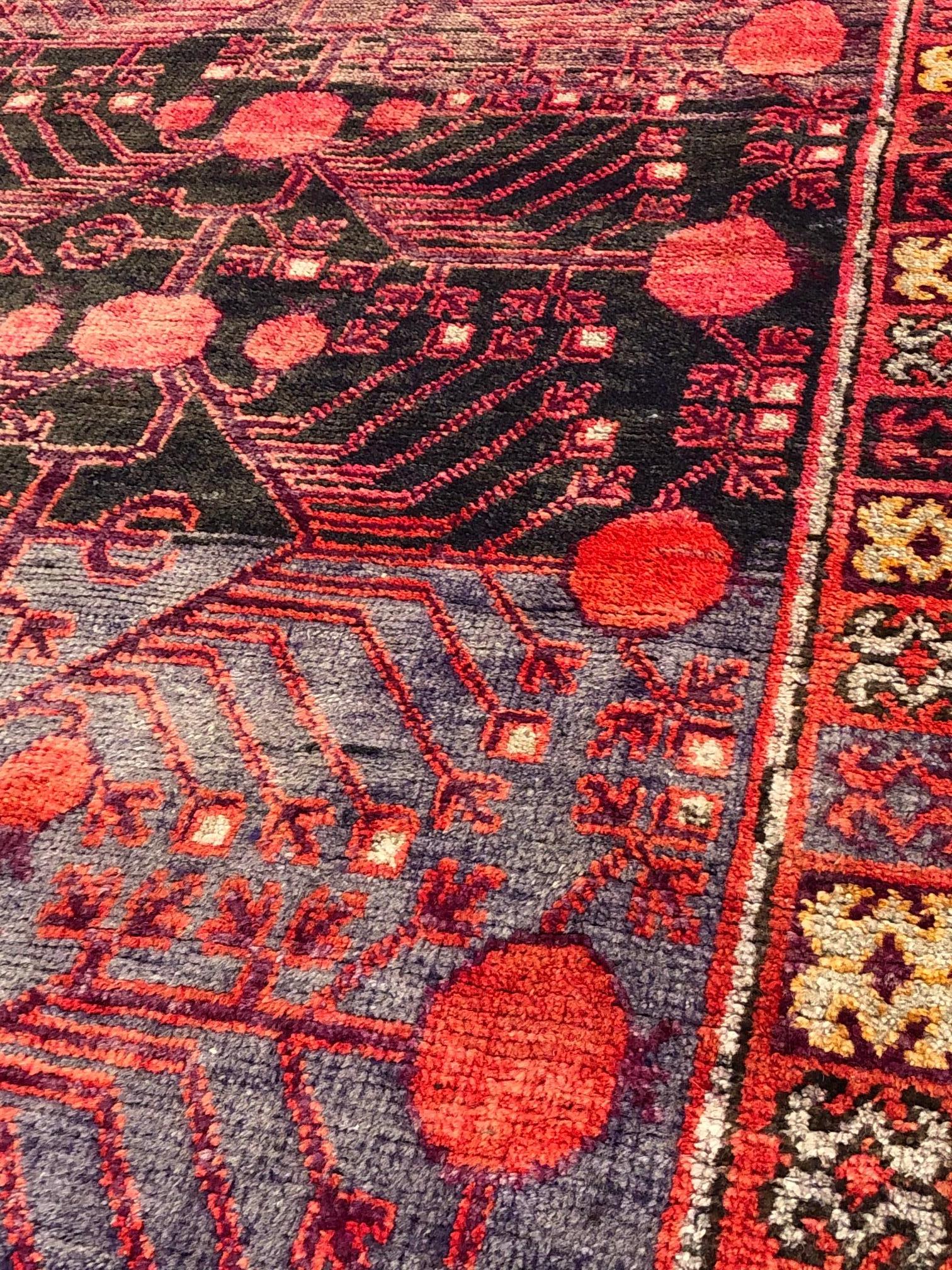 20th Century Red and Brown Pomegranate Kothan Handmade Rug, circa 1900 For Sale 6