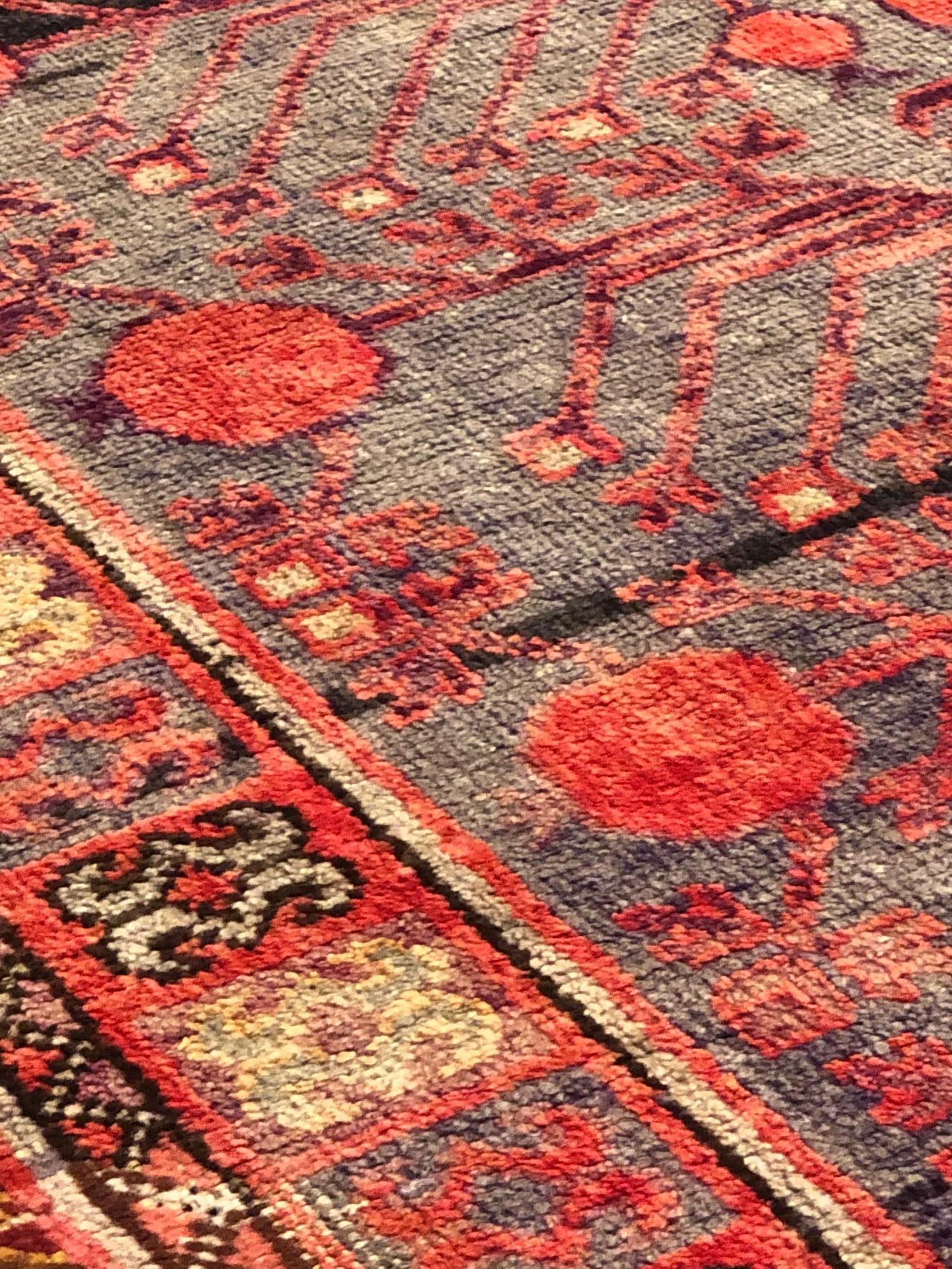 20th Century Red and Brown Pomegranate Kothan Handmade Rug, circa 1900 For Sale 2