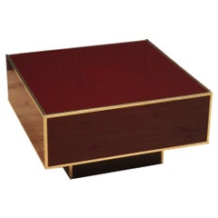 20th Century Red and Gold Wood and Plastic Italian Design Coffee Table, 1980