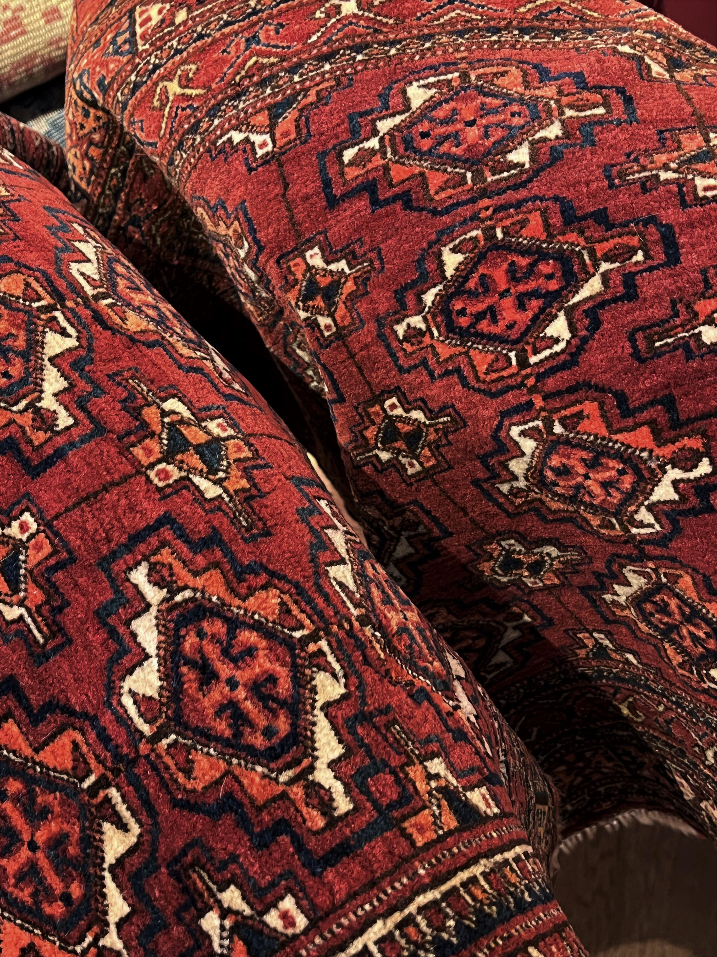 Roter und blauer geometrischer kaukasischer Nomad- Chuval-Teppich des 20. Jahrhunderts im Angebot 5