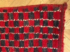 20th Century Red, Brown and White Chess Berber Talsent Rug from Morocco, 1950s
