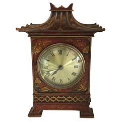 20th Century Red Chinoiserie Pagoda Clock