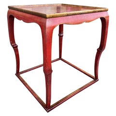 20th Century Red Chinoiserie Style Painted Side Table