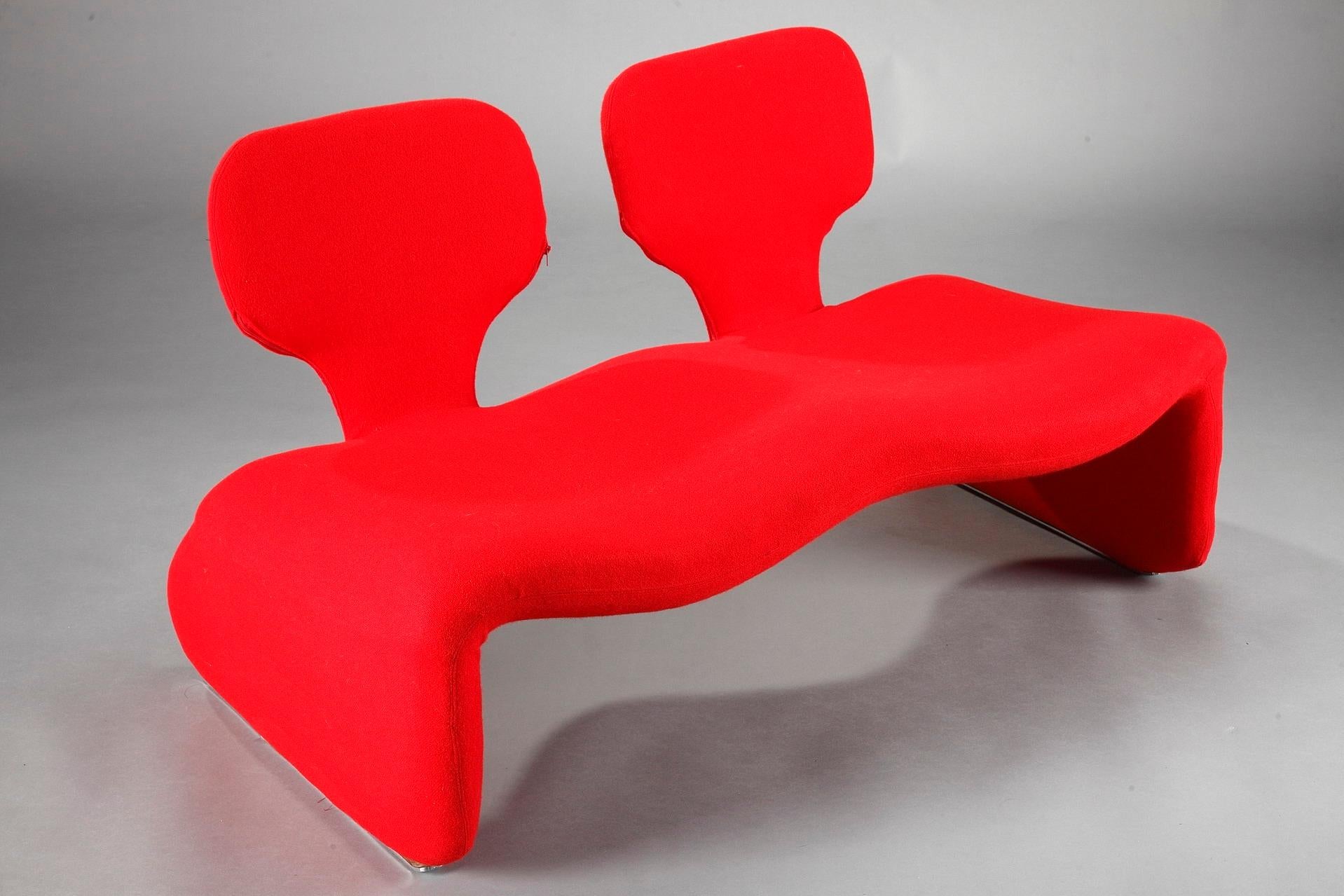 Mid-Century Modern 20th Century Red Djinn Sofa by Olivier Mourgue for Airborne