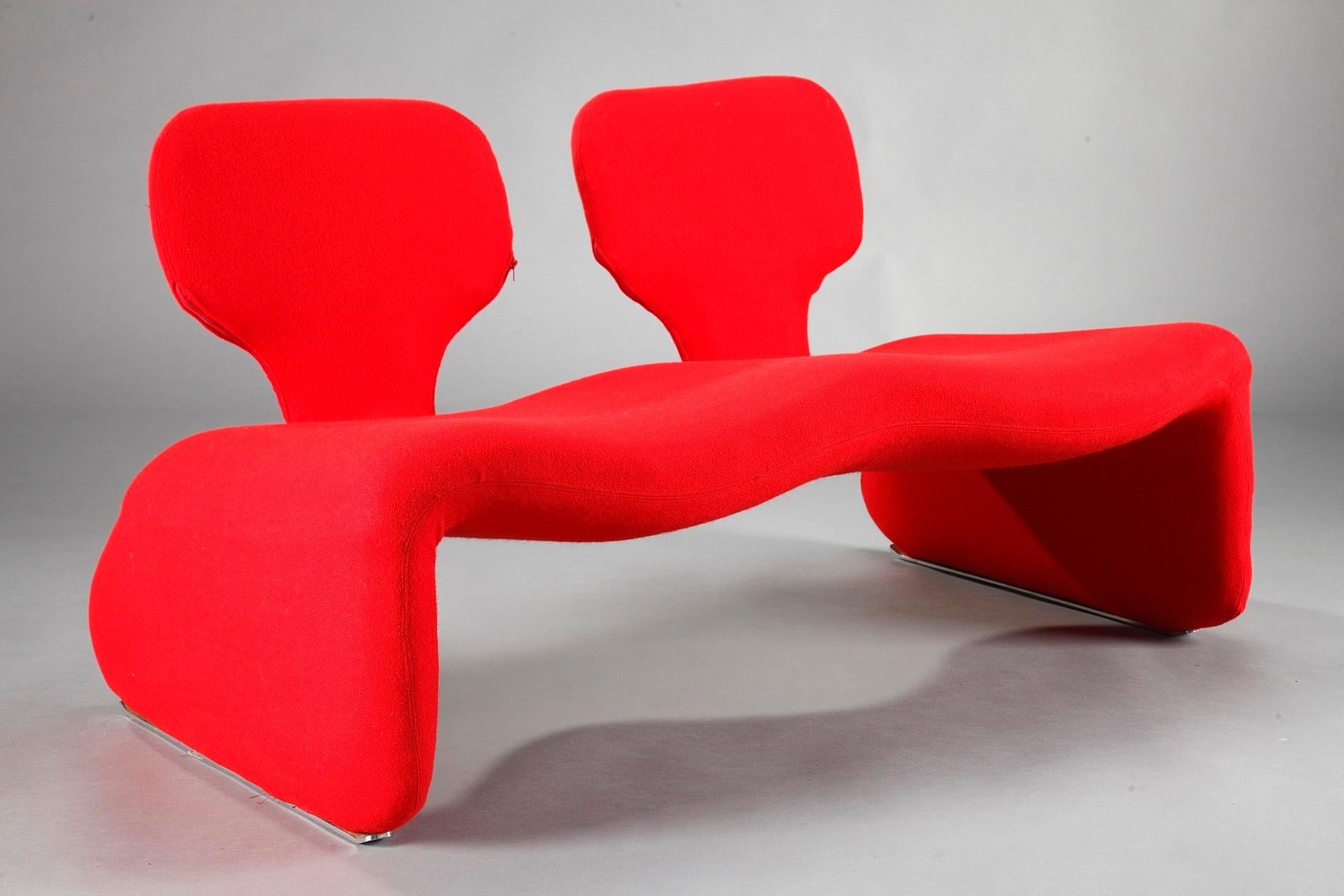 French 20th Century Red Djinn Sofa by Olivier Mourgue for Airborne