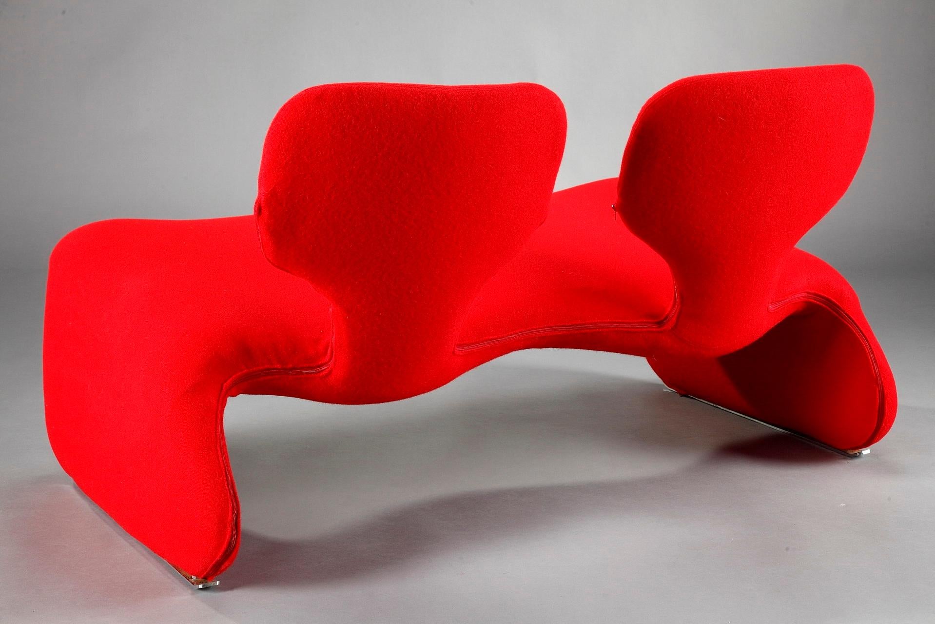 20th Century Red Djinn Sofa by Olivier Mourgue for Airborne In Excellent Condition In Paris, FR