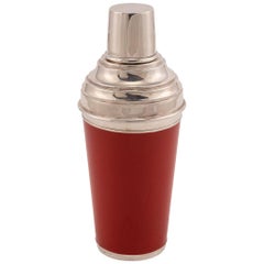 20th Century Red Enameled on Silver Plate Cocktail Shaker, Asprey, circa 1980