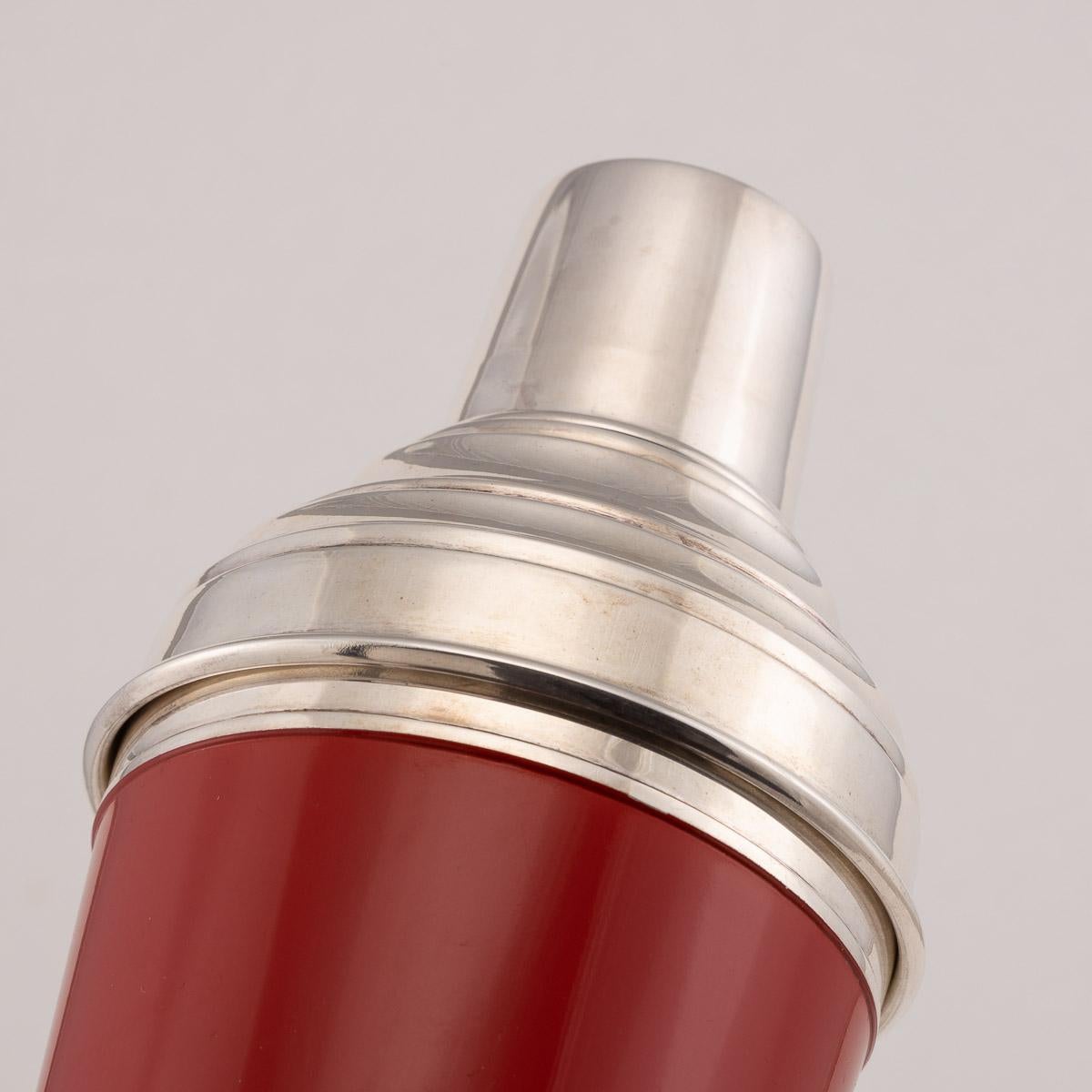 20th Century Red Enameled on Silver Plate Cocktail Shaker, Asprey, circa 1980 2