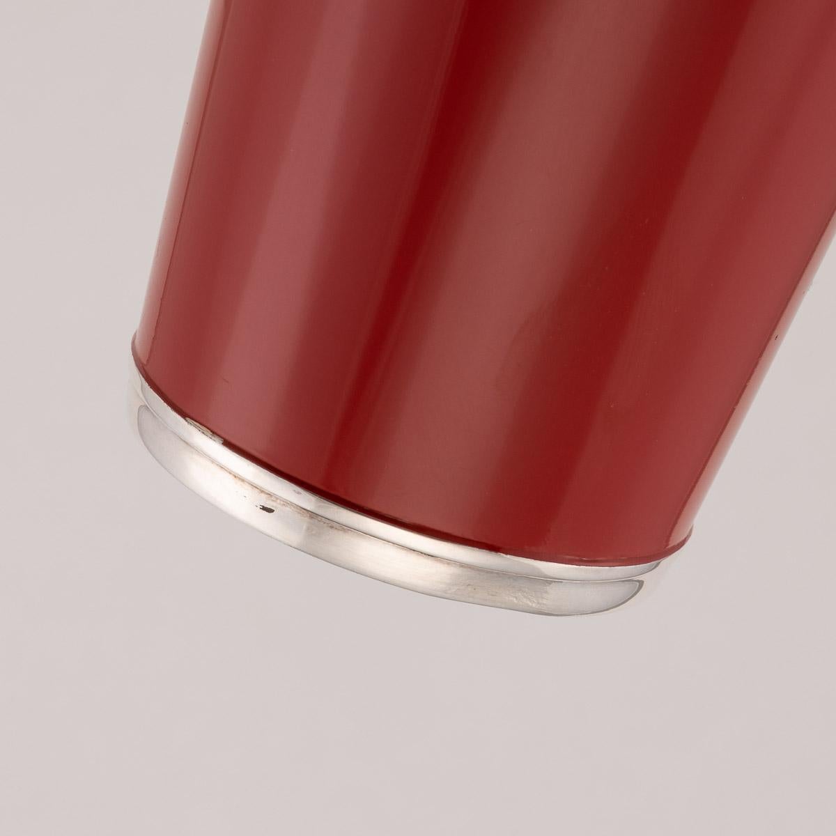20th Century Red Enameled on Silver Plate Cocktail Shaker, Asprey, circa 1980 3