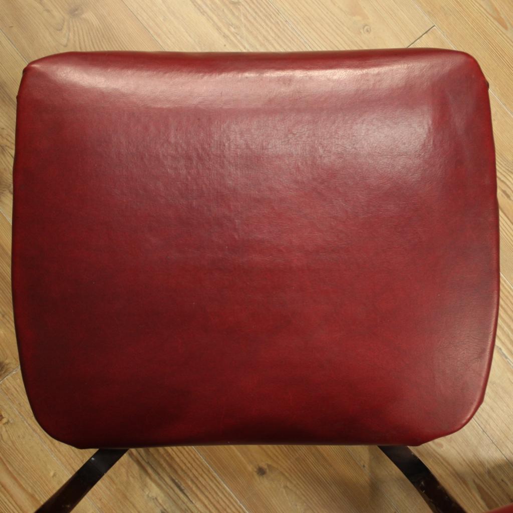 20th Century Red Faux Leather and Beech Wood Italian Design 4 Chairs, 1970 7