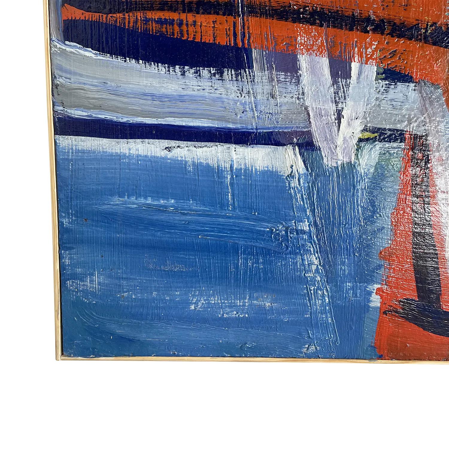 20ième siècle Peinture à l'huile abstraite française du 20ème siècle représentant un terrain en couleur, par Daniel Clesse en vente