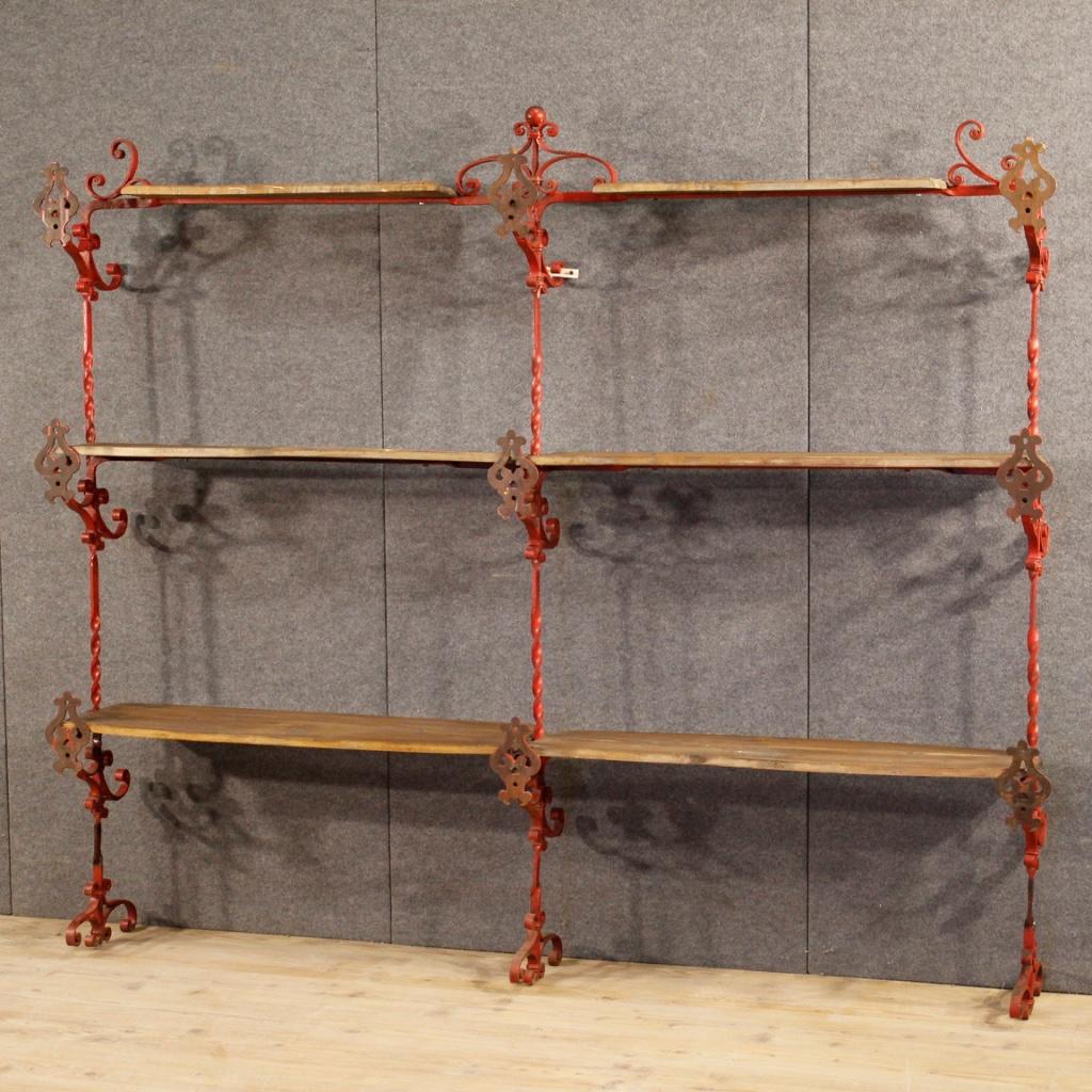 20th Century Red Iron and Wooden Shelves French Étagère, 1960 7