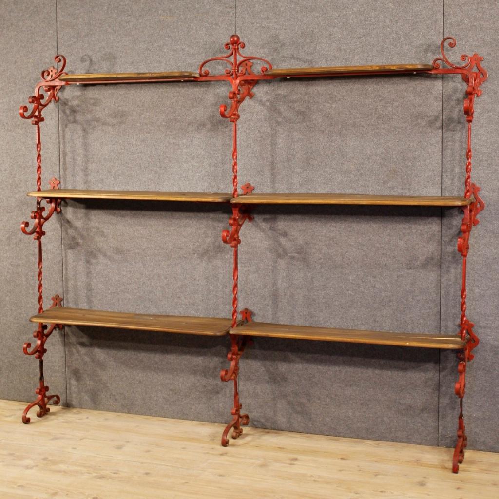 20th Century Red Iron and Wooden Shelves French Étagère, 1960 2