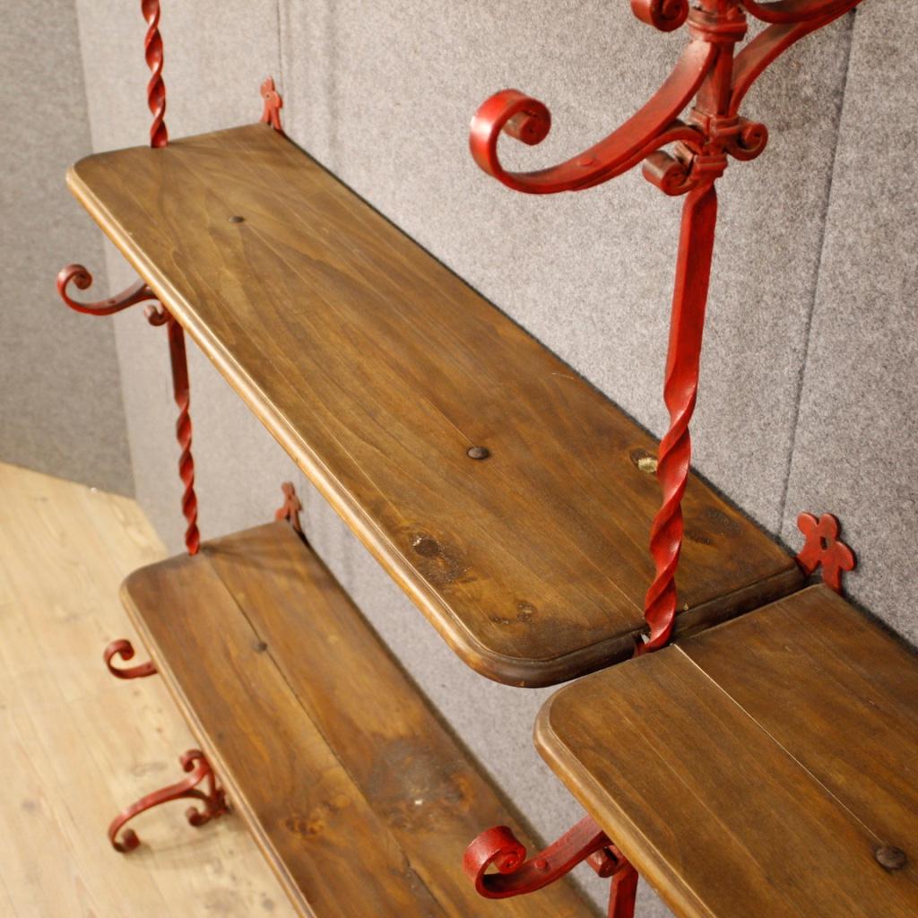 20th Century Red Iron and Wooden Shelves French �Étagère, 1960 3