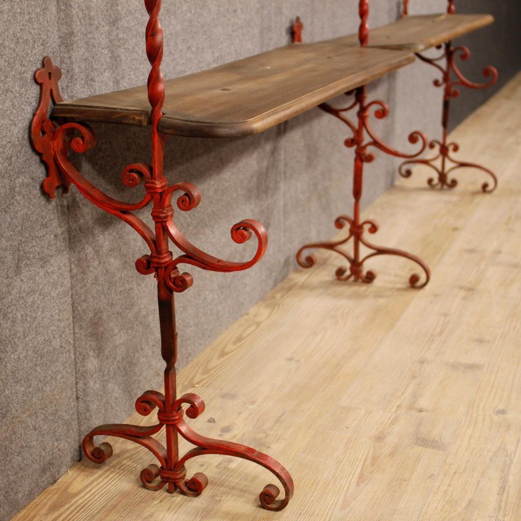 20th Century Red Iron and Wooden Shelves French Étagère, 1960 4