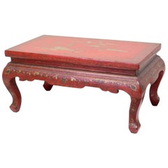 20th Century Red Lacquer Chinese Kang Table