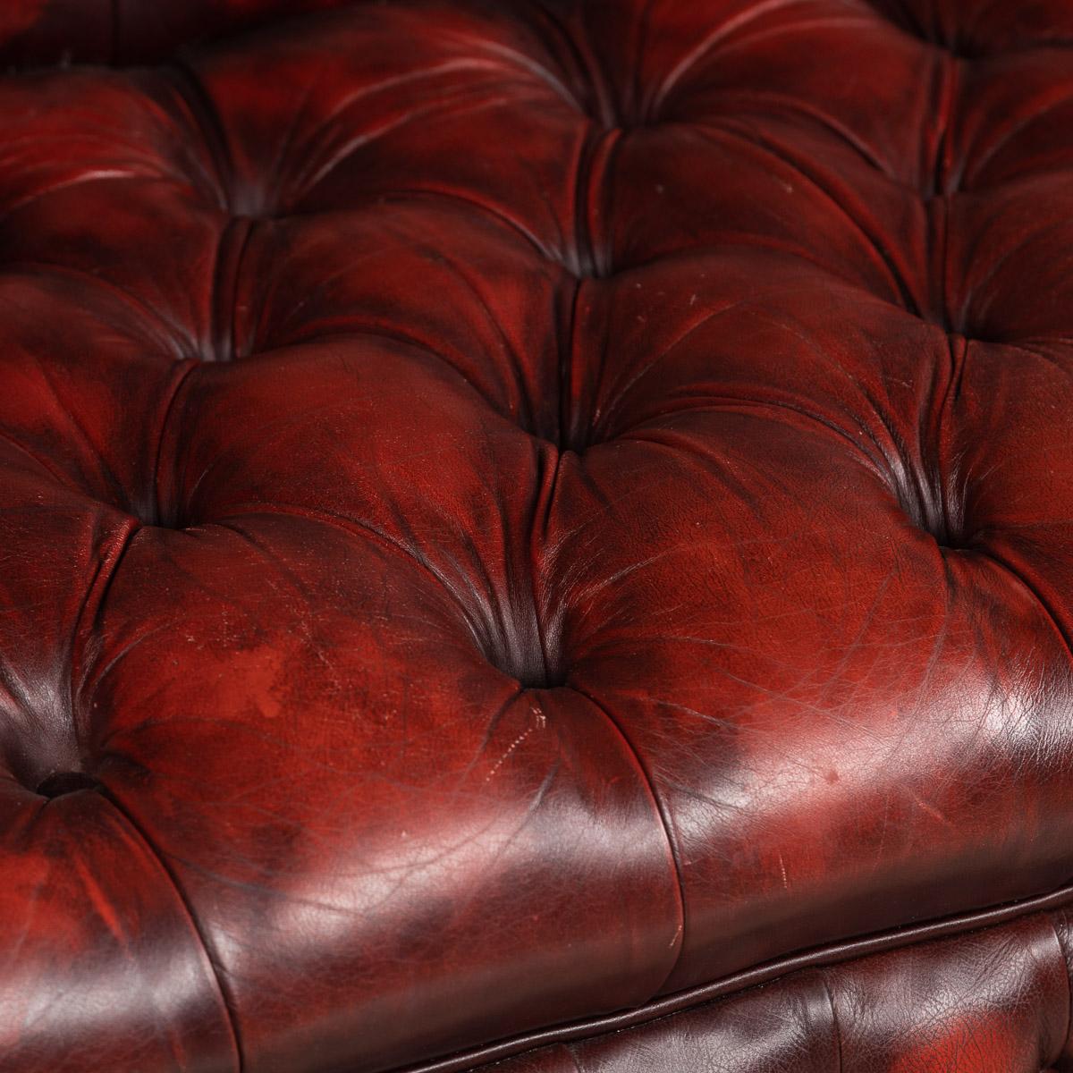 20th Century Red Leather Chesterfield Sofa with Button Down Seat, circa 1970 3