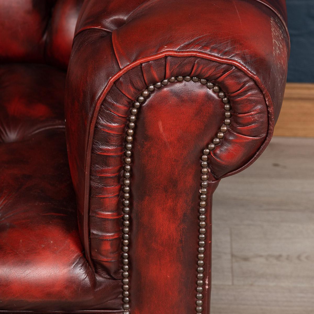 20th Century Red Leather Chesterfield Sofa with Button Down Seat, circa 1970 6