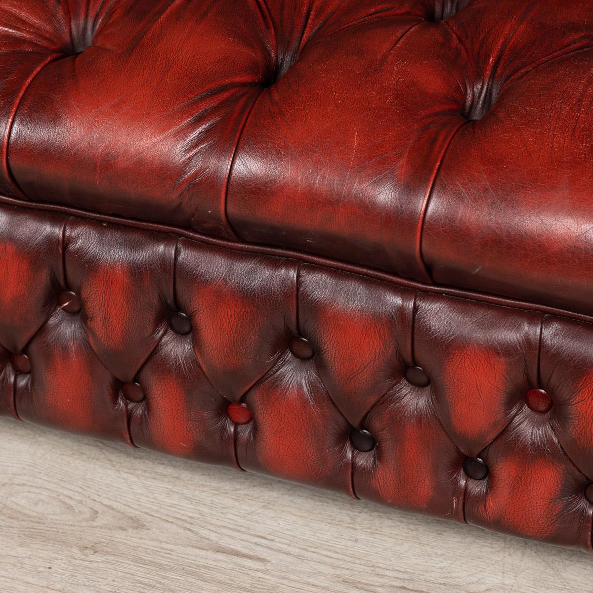 20th Century Red Leather Chesterfield Sofa with Button Down Seat, circa 1970 8