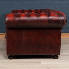20th Century Red Leather Chesterfield Sofa with Button Down Seat, circa 1970