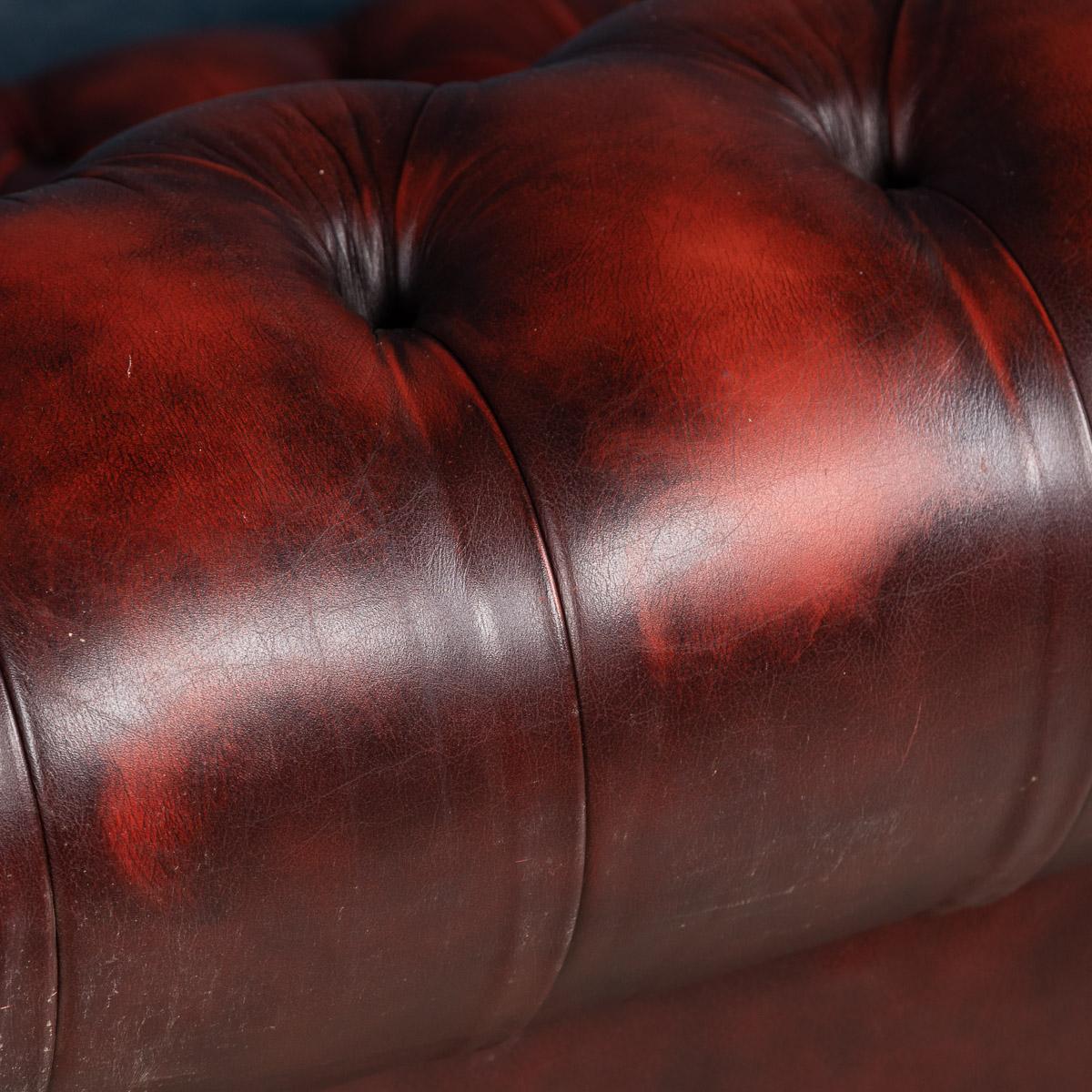 20th Century Red Leather Chesterfield Sofa with Button Down Seat, circa 1970 13