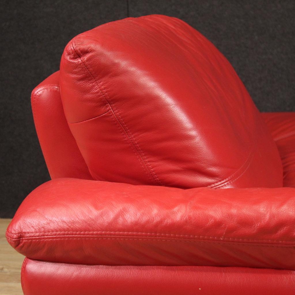 20. Jahrhundert Rotes Leder Italienisch Modern Sofa Daybed, 1980 im Angebot 7