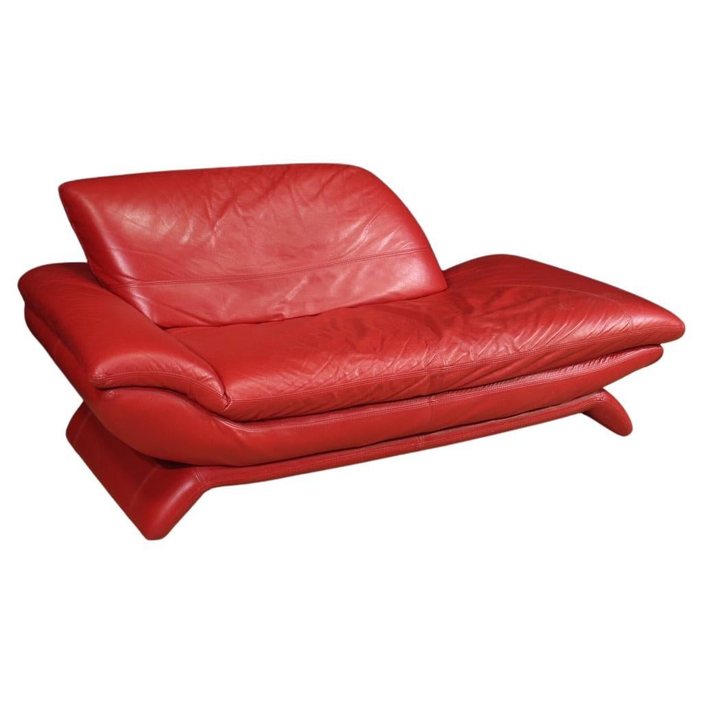 20th Century Red Leather Italian Modern Sofa Daybed, 1980