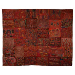 Antique 20th Century Red Mola Quilt, Kuna People, San Blas Islands, Panama