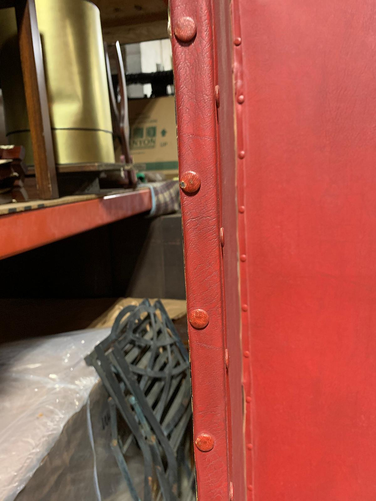 20th Century Red Painted Four-Panel Screen 5