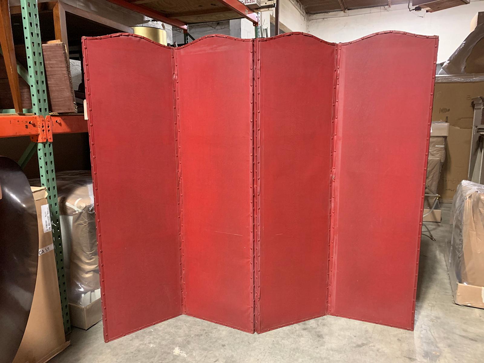 20th century red painted four-panel screen
Measures: Overall 84