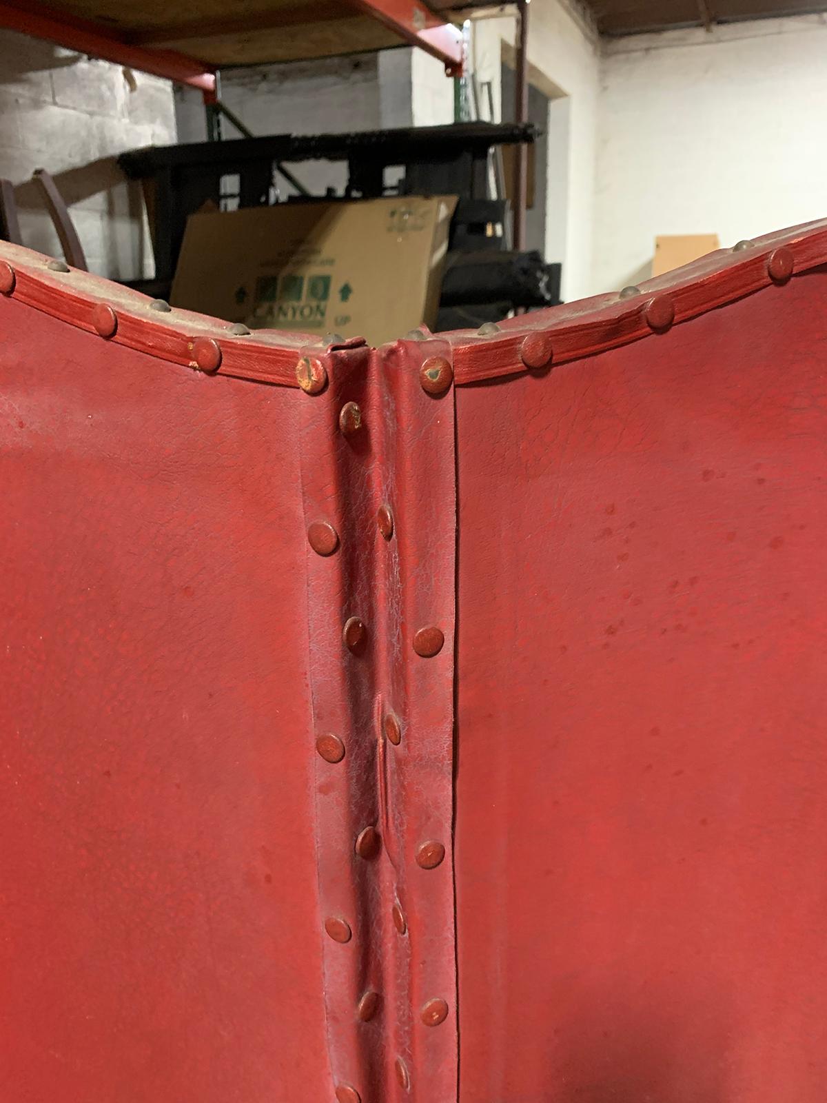 20th Century Red Painted Four-Panel Screen 1