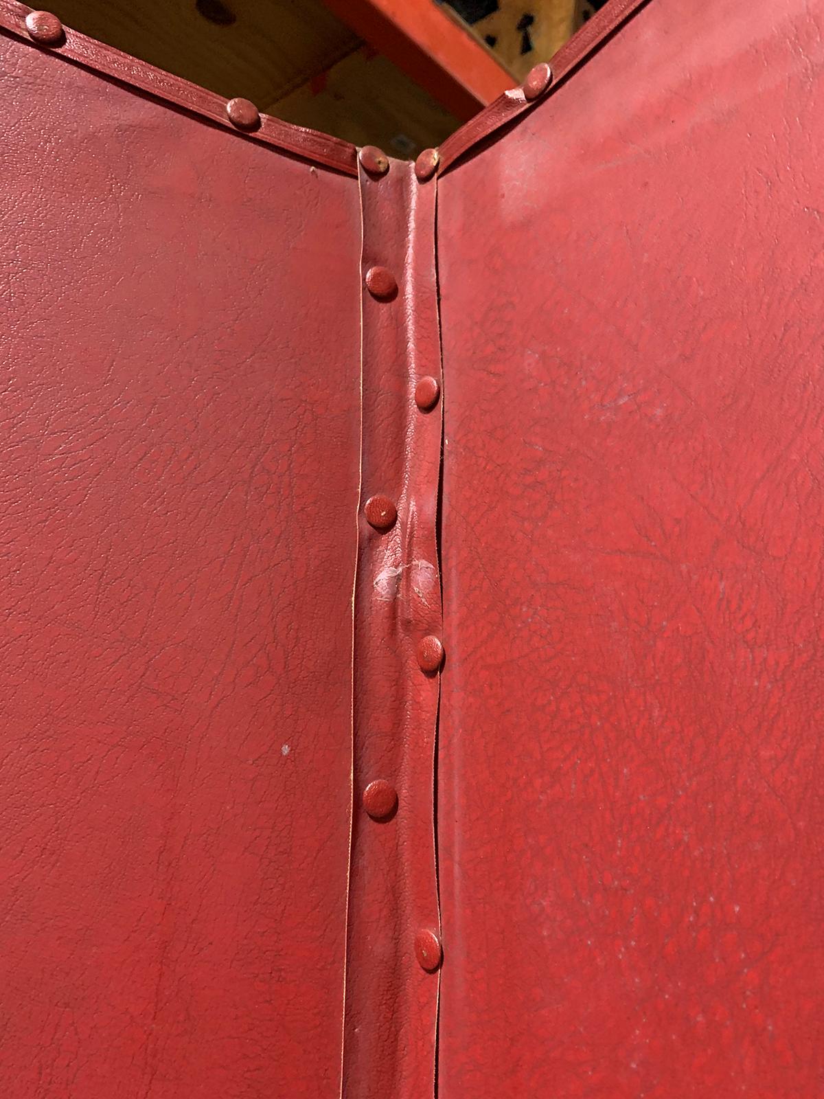 20th Century Red Painted Four-Panel Screen 3