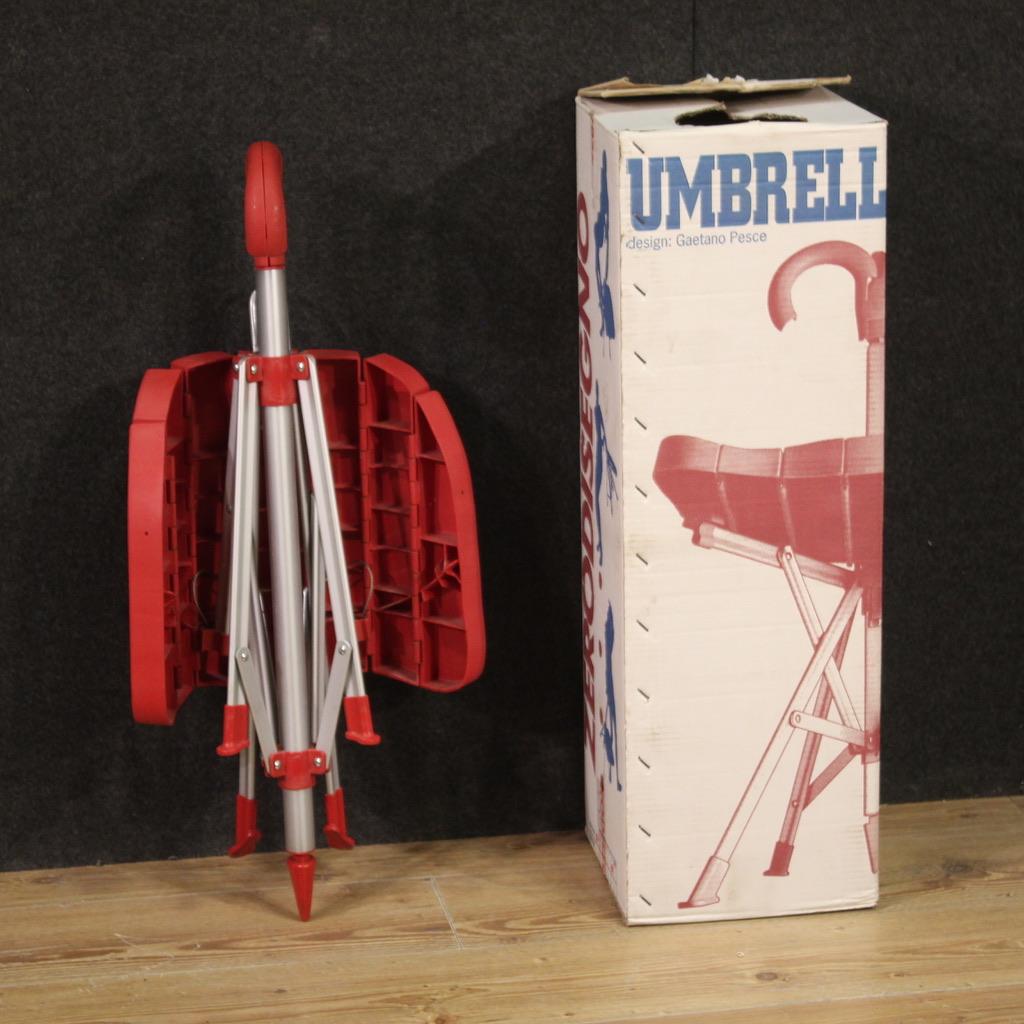 silla paraguas moderna italiana de plástico y metal rojo del siglo XX, 1995 1