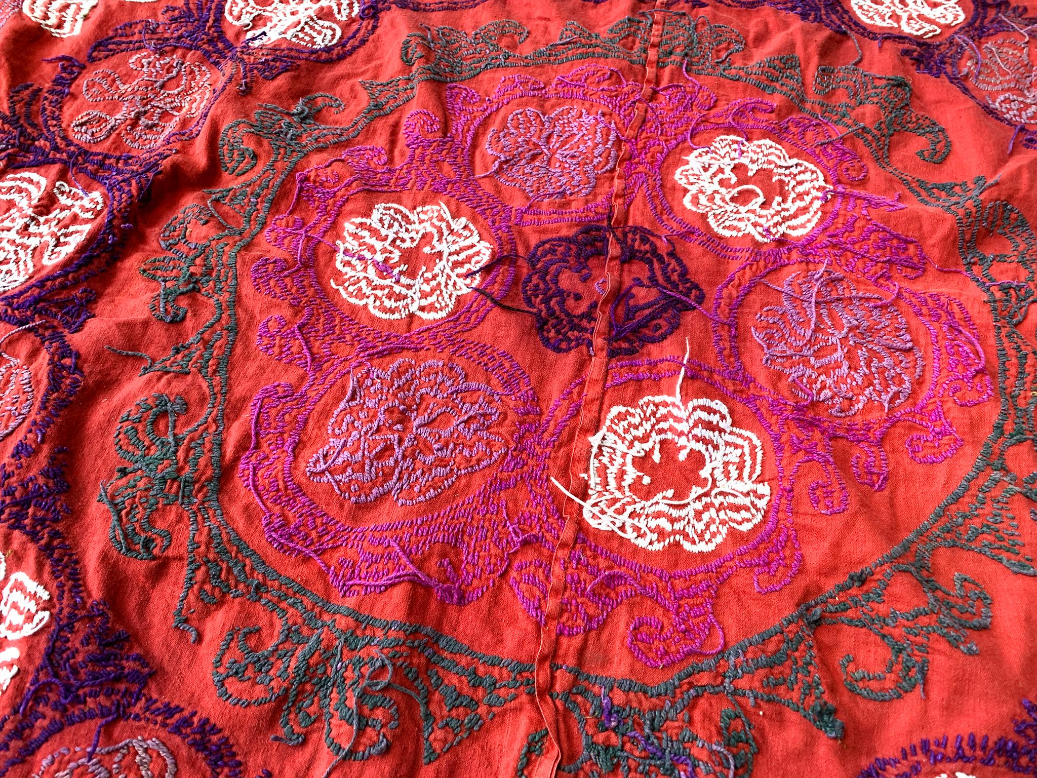 20th Century Red Suzani Textile 8