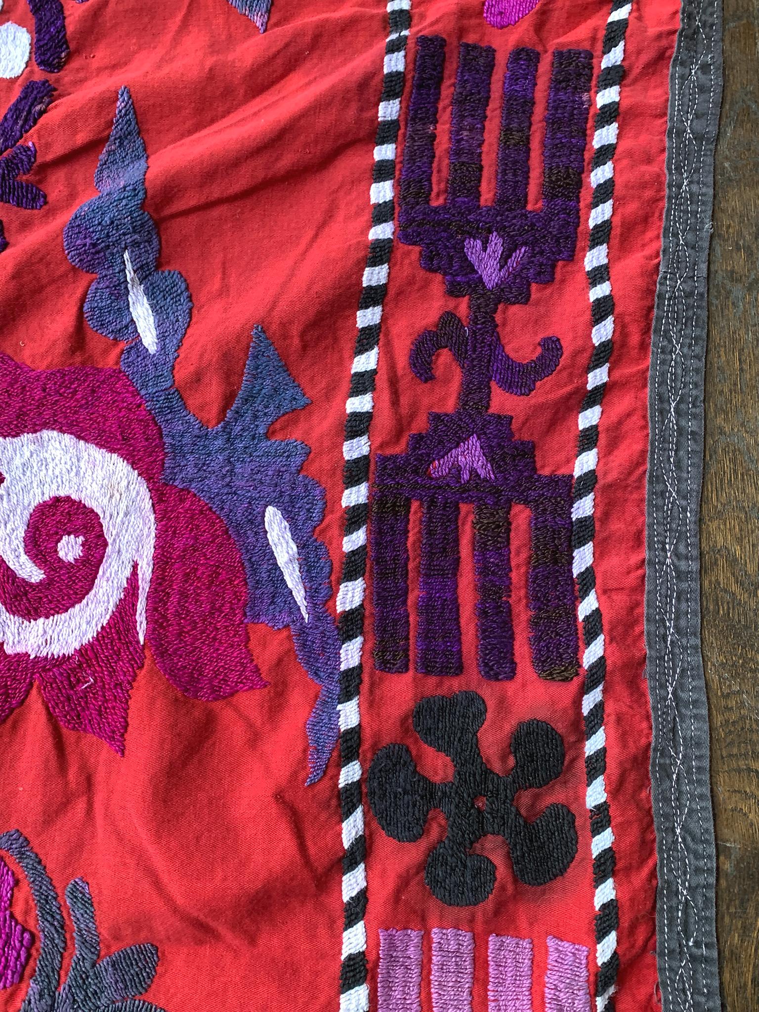 Fabric 20th Century Red Suzani Textile