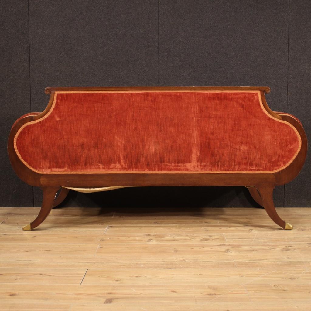 20th Century Red Velvet and Mahogany Wood French Sofa, 1930 6