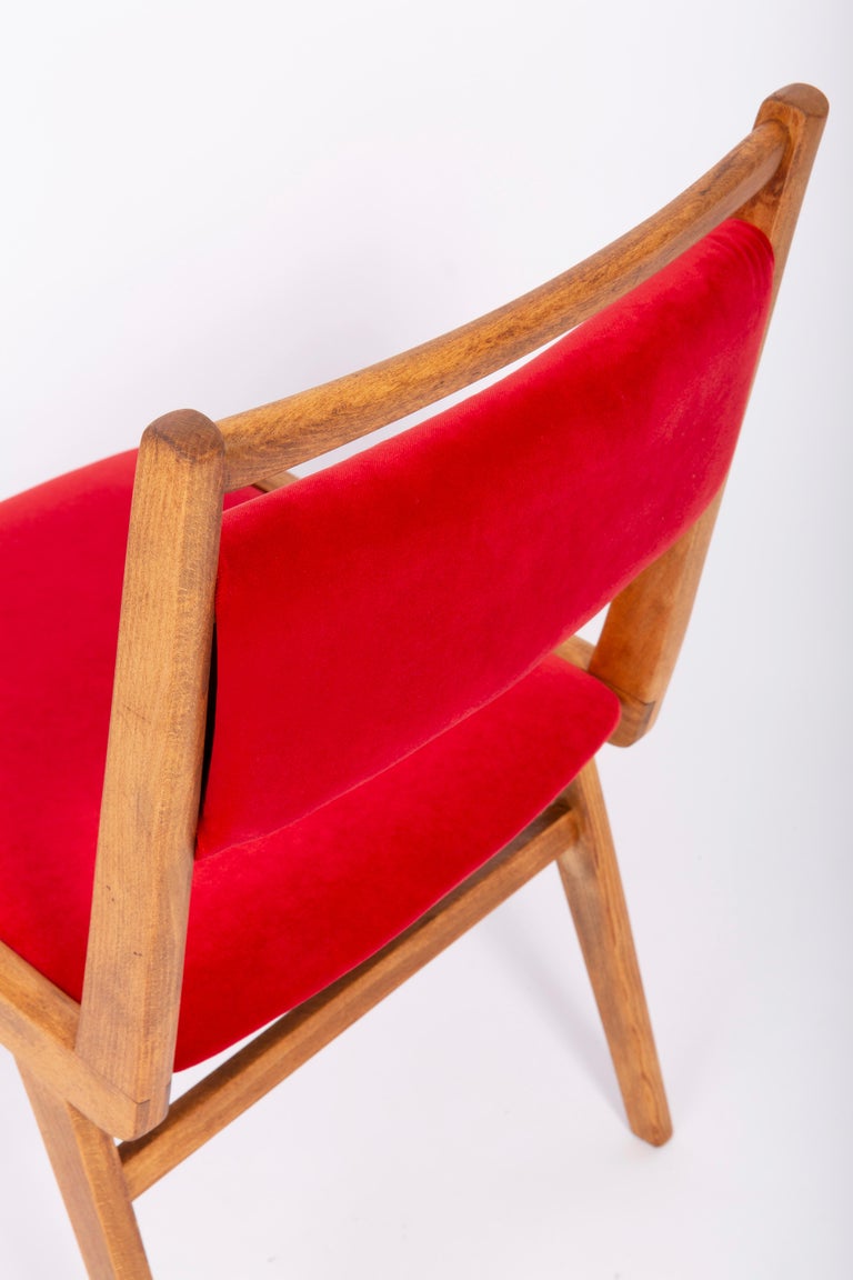 20th Century Red Velvet Chair, Poland, 1960s For Sale at 1stDibs